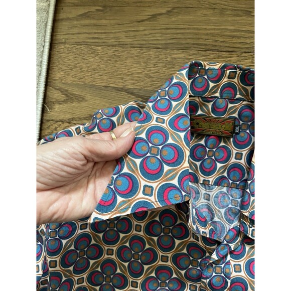 Chenaski Mens 70s Style Retro Red/Creme/Brown Moloko Funky Disco Shirt XXL 90’s - Picture 2 of 7